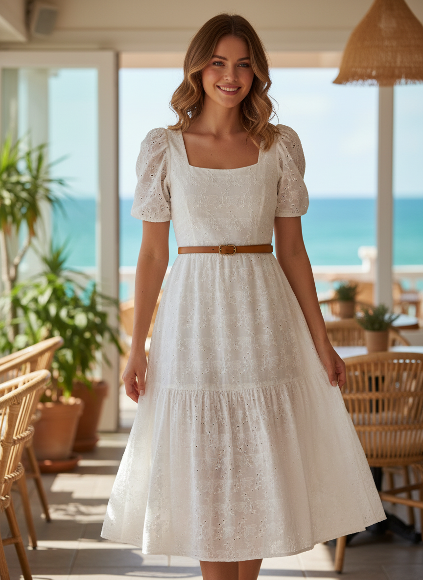 Peach Cotton Cambric Schiffli Embroidery | Charu Creation - Image 5