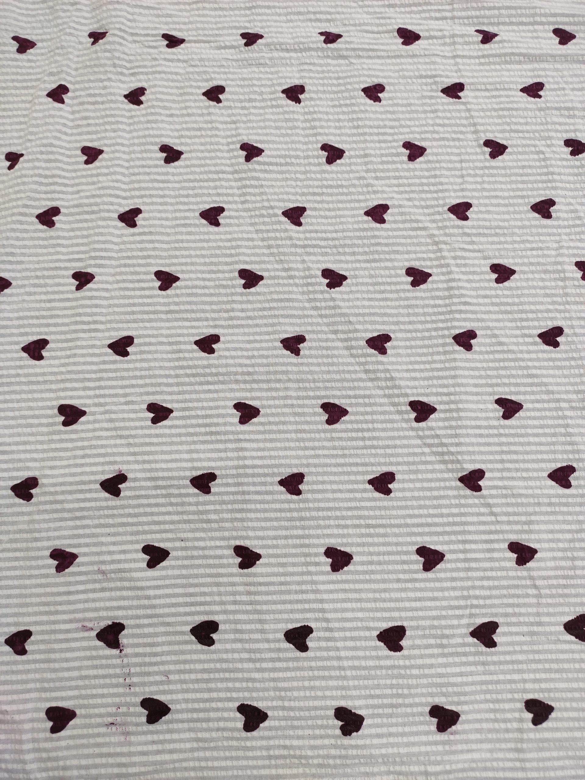 White Textured Cotton Fabric – Red Heart All Over Print - Image 4