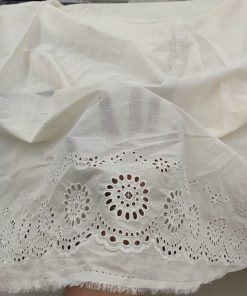 Off White Cotton Cambric with Schiffli Border | Charu Creation