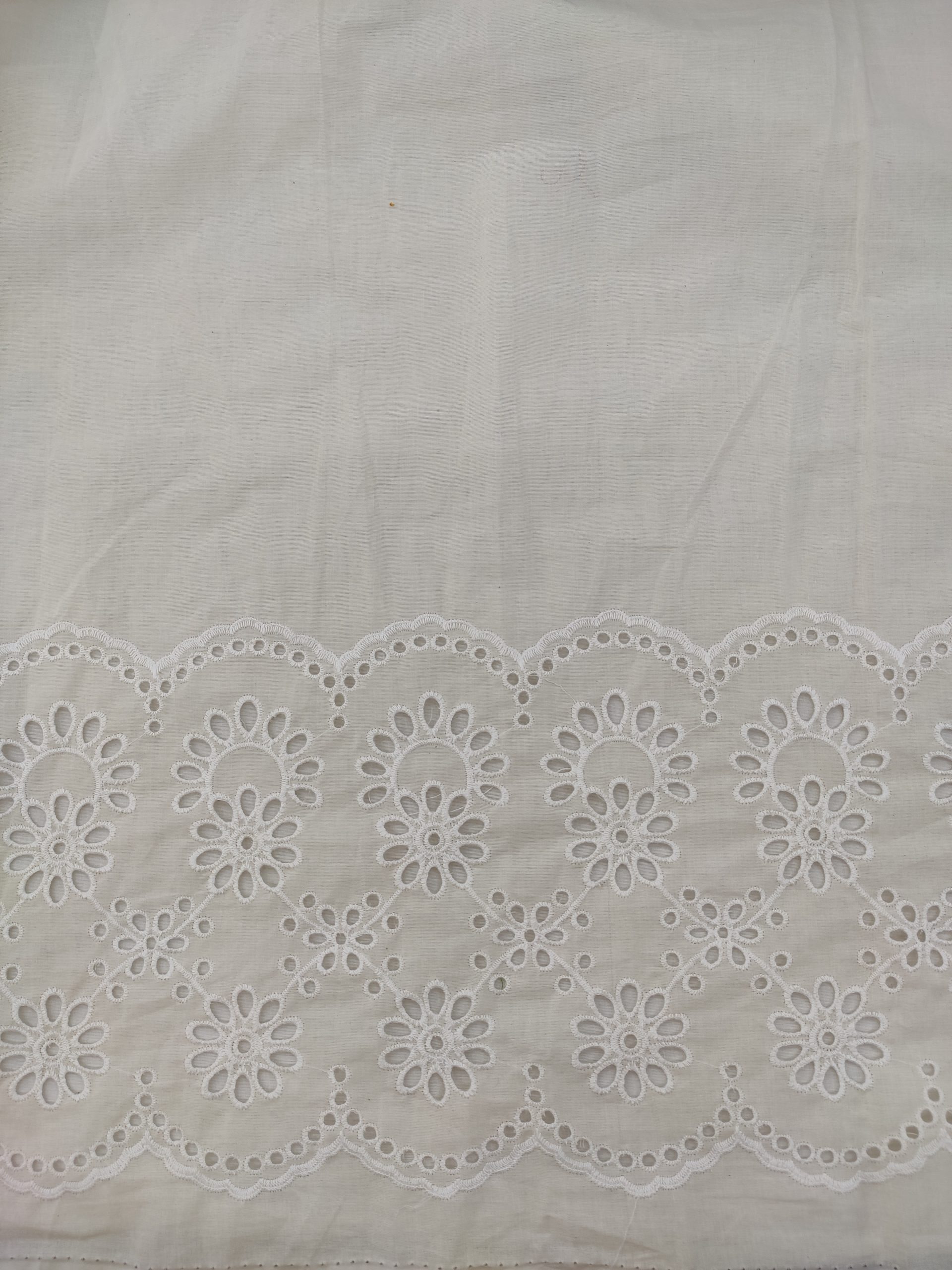 White Cotton Cambric with Floral Eyelet Embroidery | Charu Creation - Image 4