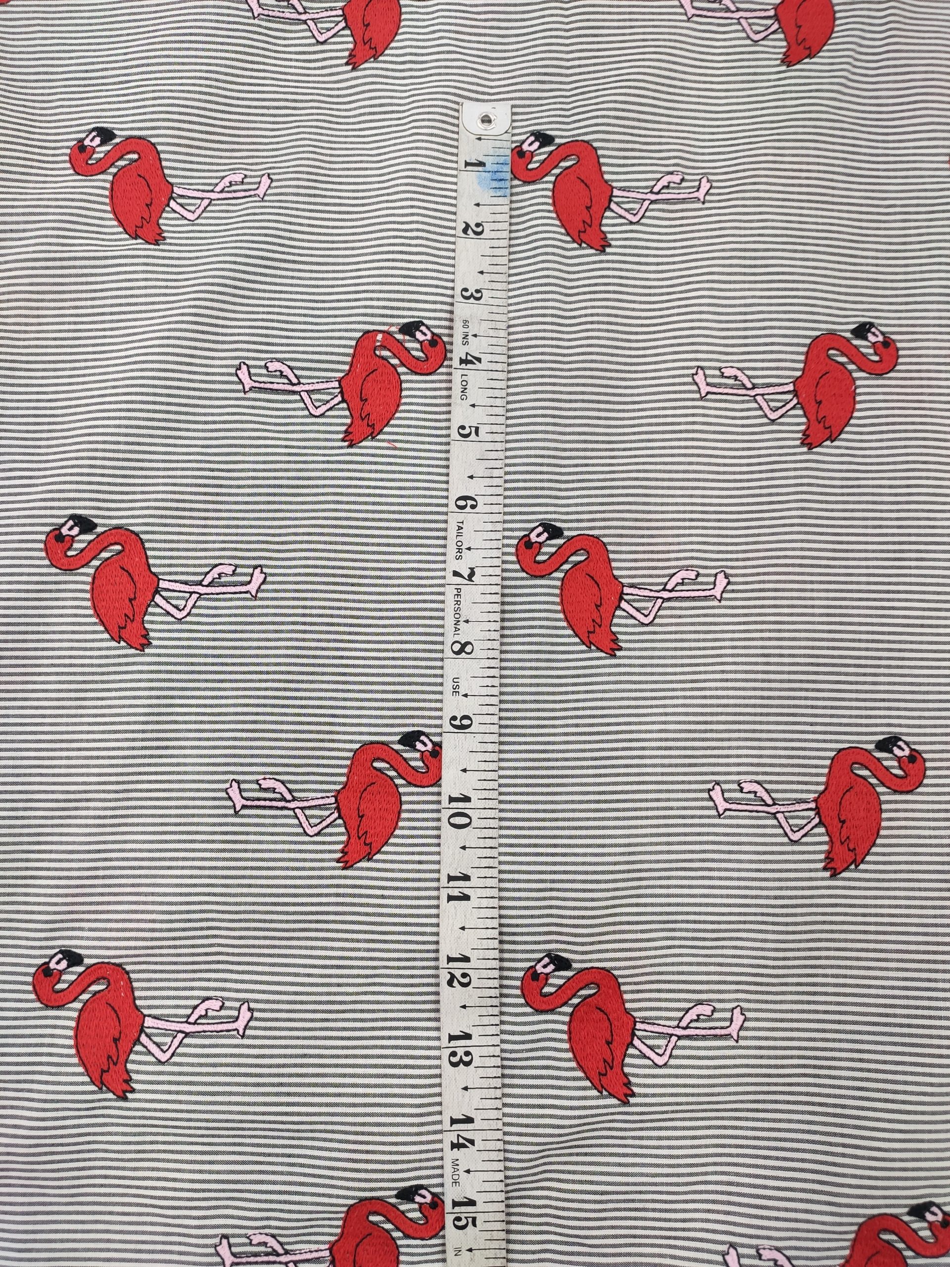 Grey Yarn Dyed Cotton with Flamingo Embroidery | Charu Creation - Image 3