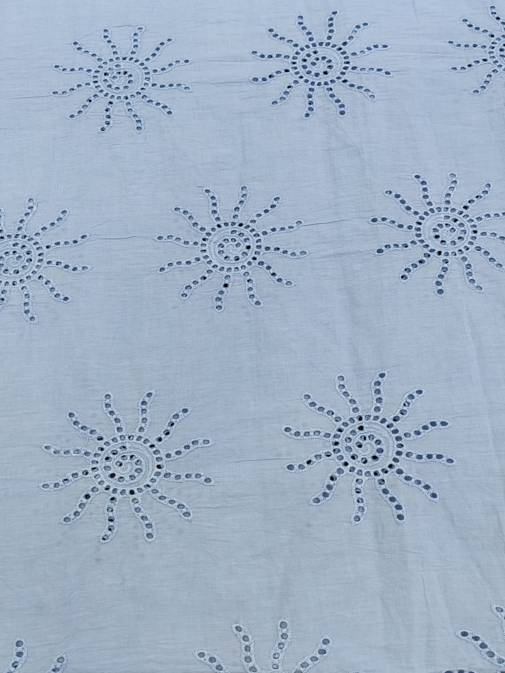 Sky Cotton Cambric Fabric with Sun Motif Embroidery | Charu Creation - Image 4