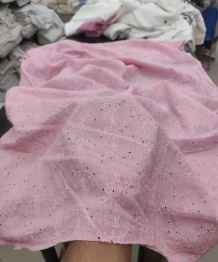 Lilac Cotton Cambric with All Over Floral Embroidery | Charu Creation