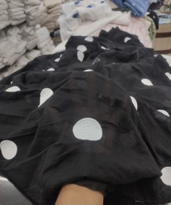 Black Cotton Cambric with White Embroidered Dots | Charu Creation