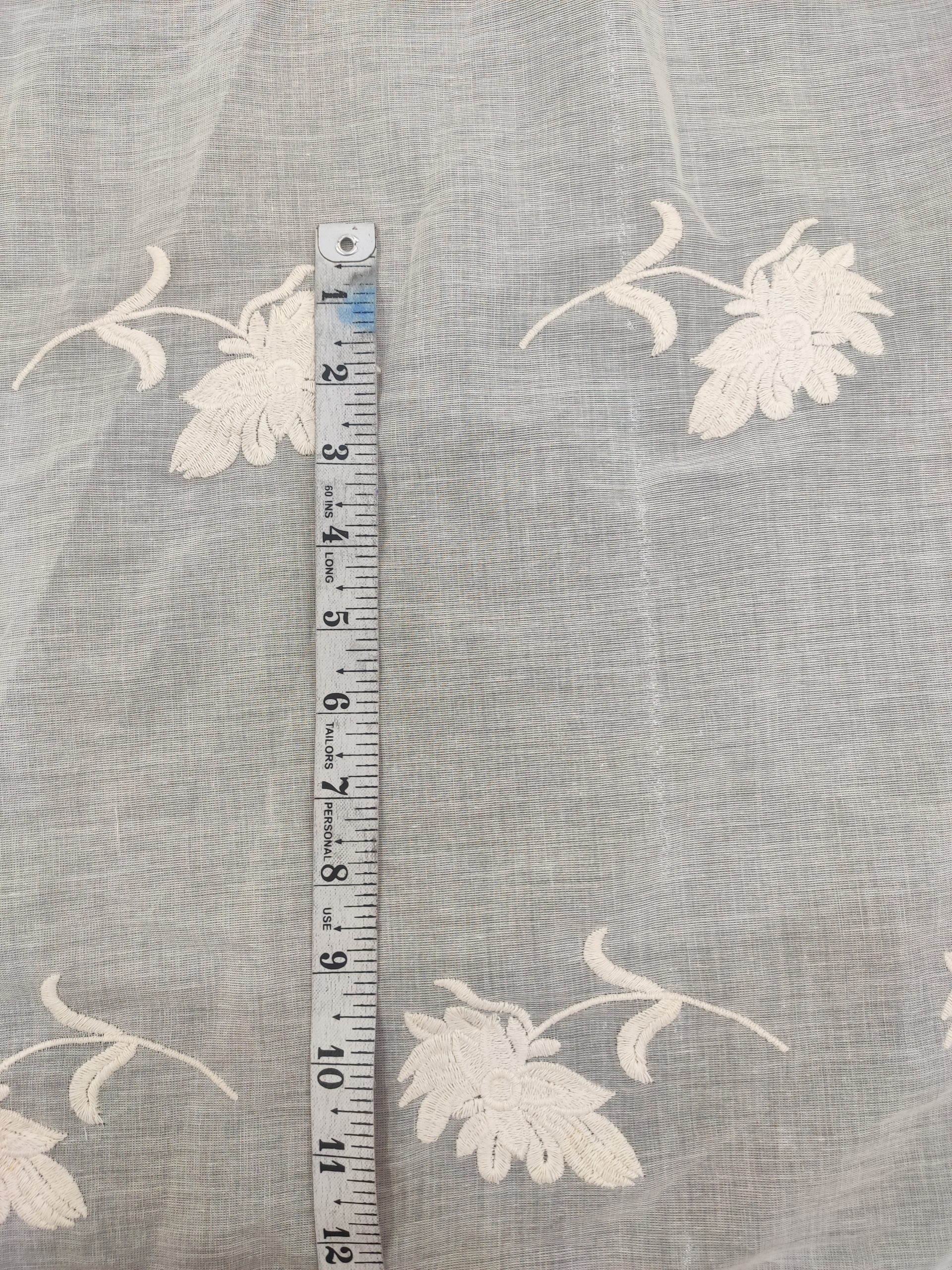 Off White Cotton Voile Fabric - Floral All Over Embroidery | Charu Creation - Image 3
