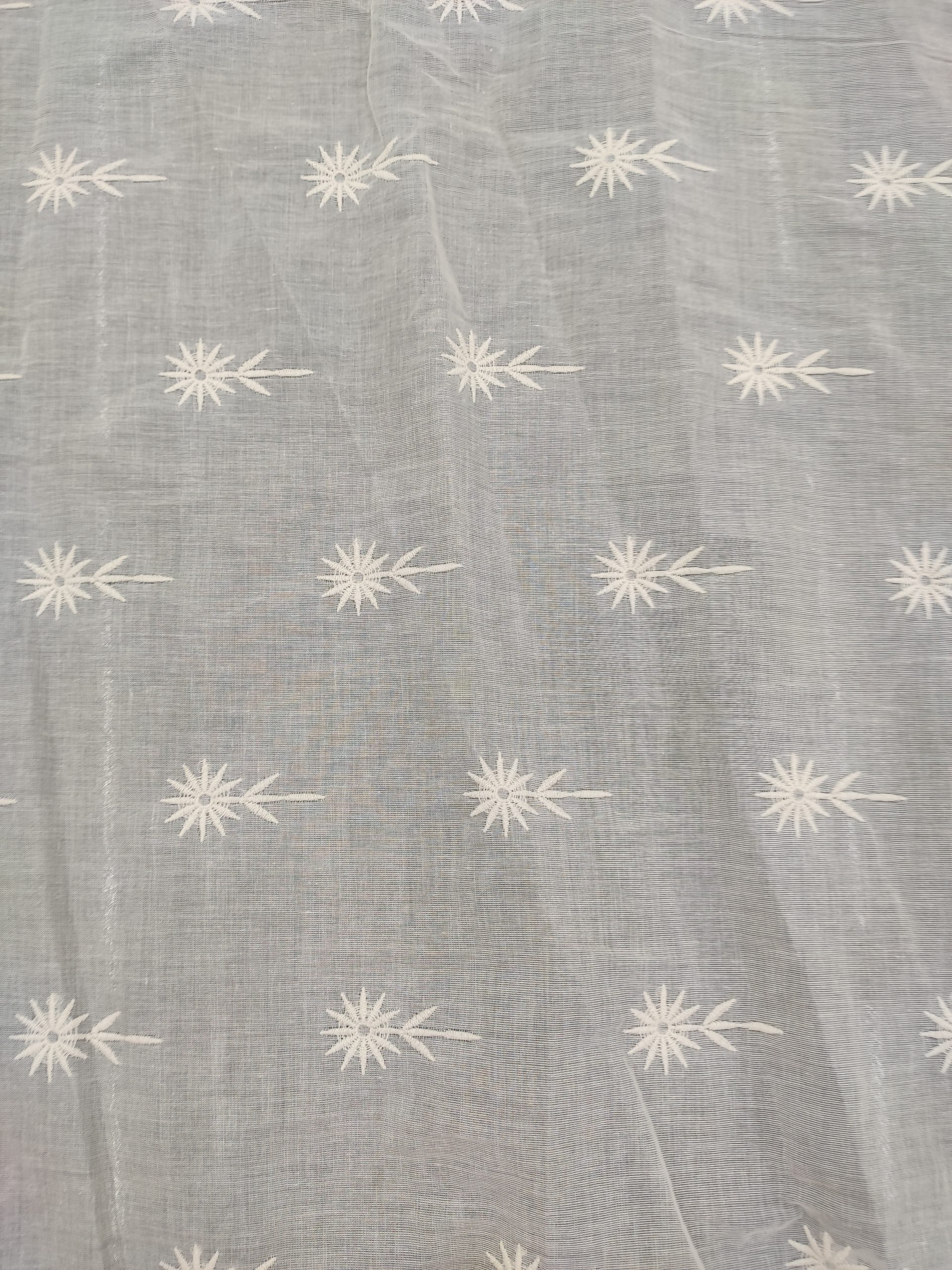 Off White Cotton Voile with Starburst Embroidery | Charu Creation - Image 3