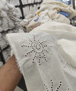 Off White Cotton Cambric Sun Motif Embroidery | Charu Creation