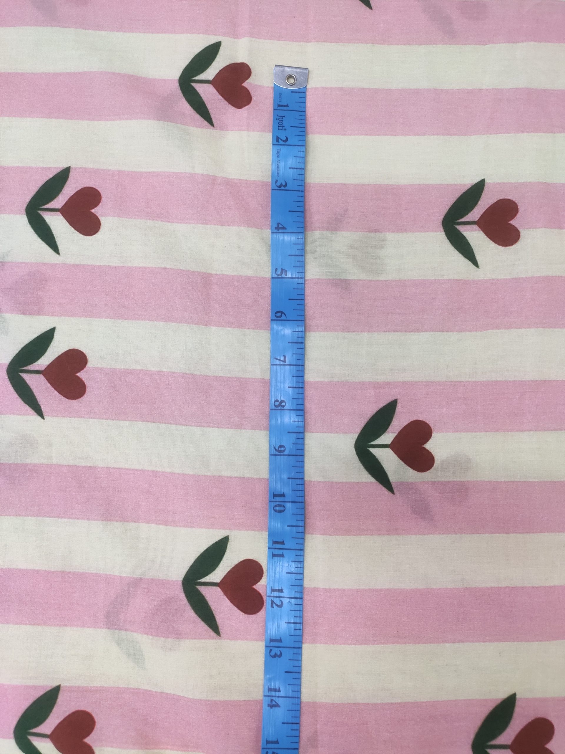 Off White Striped Cotton Cambric with Heart Motif | Charu Creation - Image 4