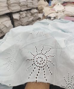 Sun Motif Embroidered Cambric Fabric | Charu Creation