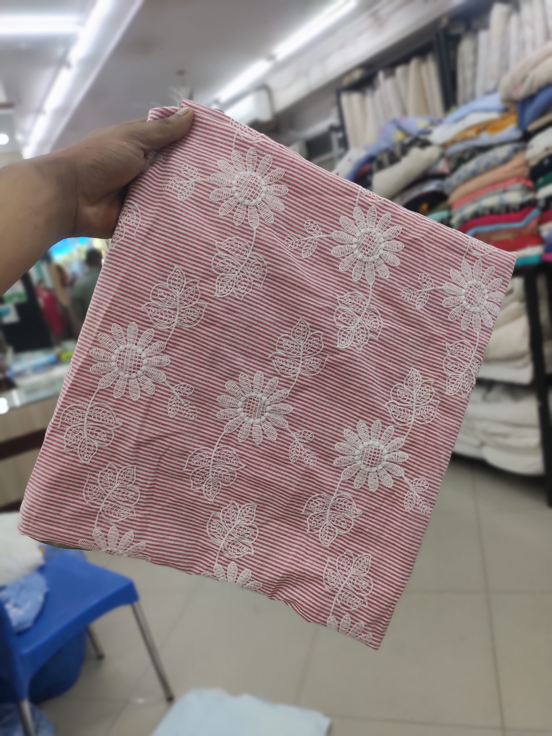 Red Yarn Dyed Cotton with Floral Embroidery | Charu Creation - Image 2