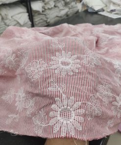 Red Yarn Dyed Cotton with Floral Embroidery | Charu Creation