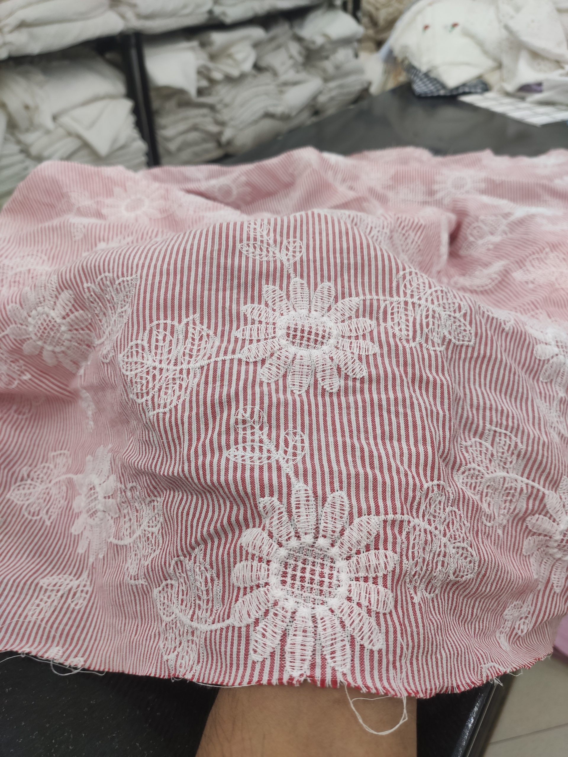 Red Yarn Dyed Cotton with Floral Embroidery | Charu Creation