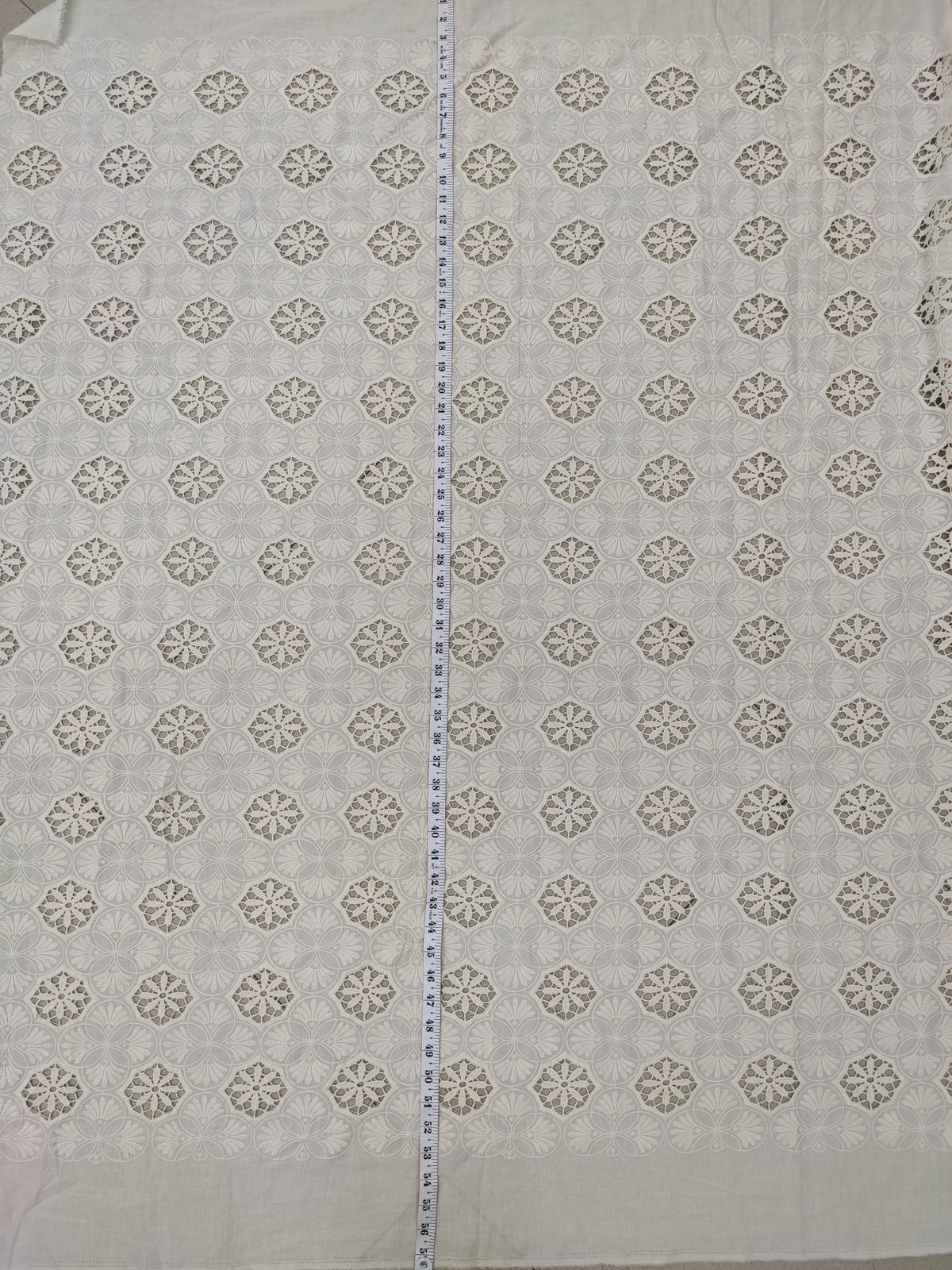 Greige Cotton Cambric with 3D Cutwork Embroidery