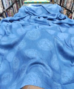Blue Circle Print Viscose Modal Satin Fabric | Charu Creation