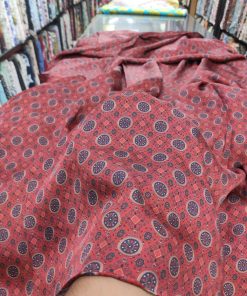 Red Viscose Modal with Geometric Digital Print | Charu Creation