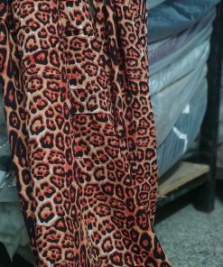 Tan Rayon Crepe Fabric with Classic Animal Print | Charu Creation