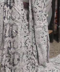 Off White Snakeskin Print Rayon Crepe Fabric | Charu Creation