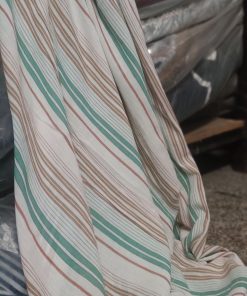 Off White Striped Printed Rayon Crepe Fabric | Charu Creation