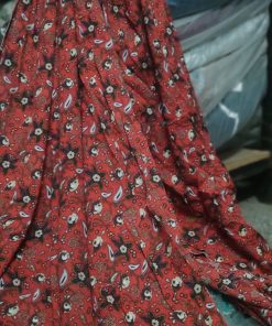 Red Paisley & Floral Printed Rayon Crepe Fabric | Charu Creation
