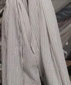 Off White Striped Printed Rayon Crepe Fabric | Charu Creation