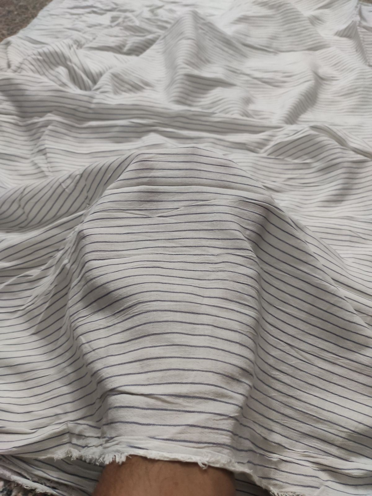 Off White Striped Printed Rayon Crepe Fabric | Charu Creation - Image 4