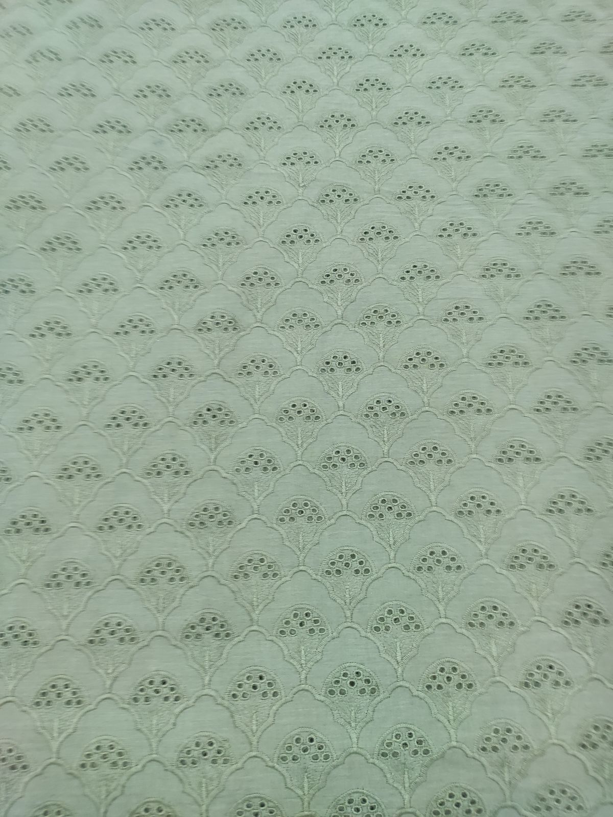 Sage Cotton Cambric All Over Embroidery Fabric | Charu Creation - Image 2