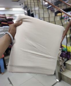 Solid Beige Breathable Cotton Linen Fabric | Charu Creation
