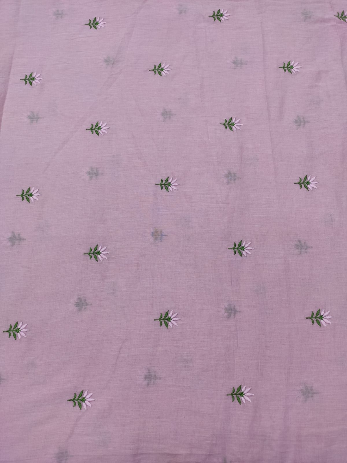 Lilac Cotton Voile Fabric with Floral Buti Embroidery | Charu Creation - Image 2