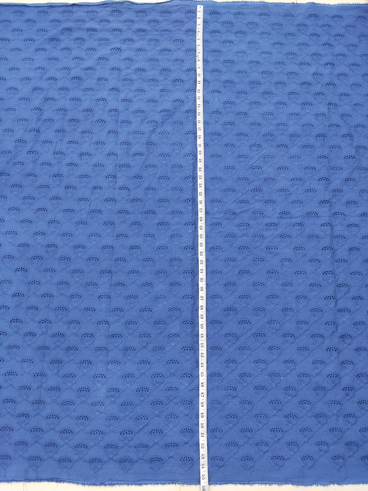 Blue Cotton Cambric Fabric with Tonal Embroidery | Charu Creation - Image 4