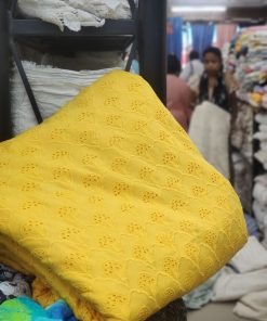 Mustard Cotton Cambric with Tonal Floral Embroidery | Charu Creation