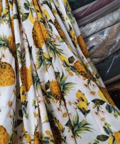 Pineapple & Lemon Print Rayon Crepe Fabric | Charu Creation
