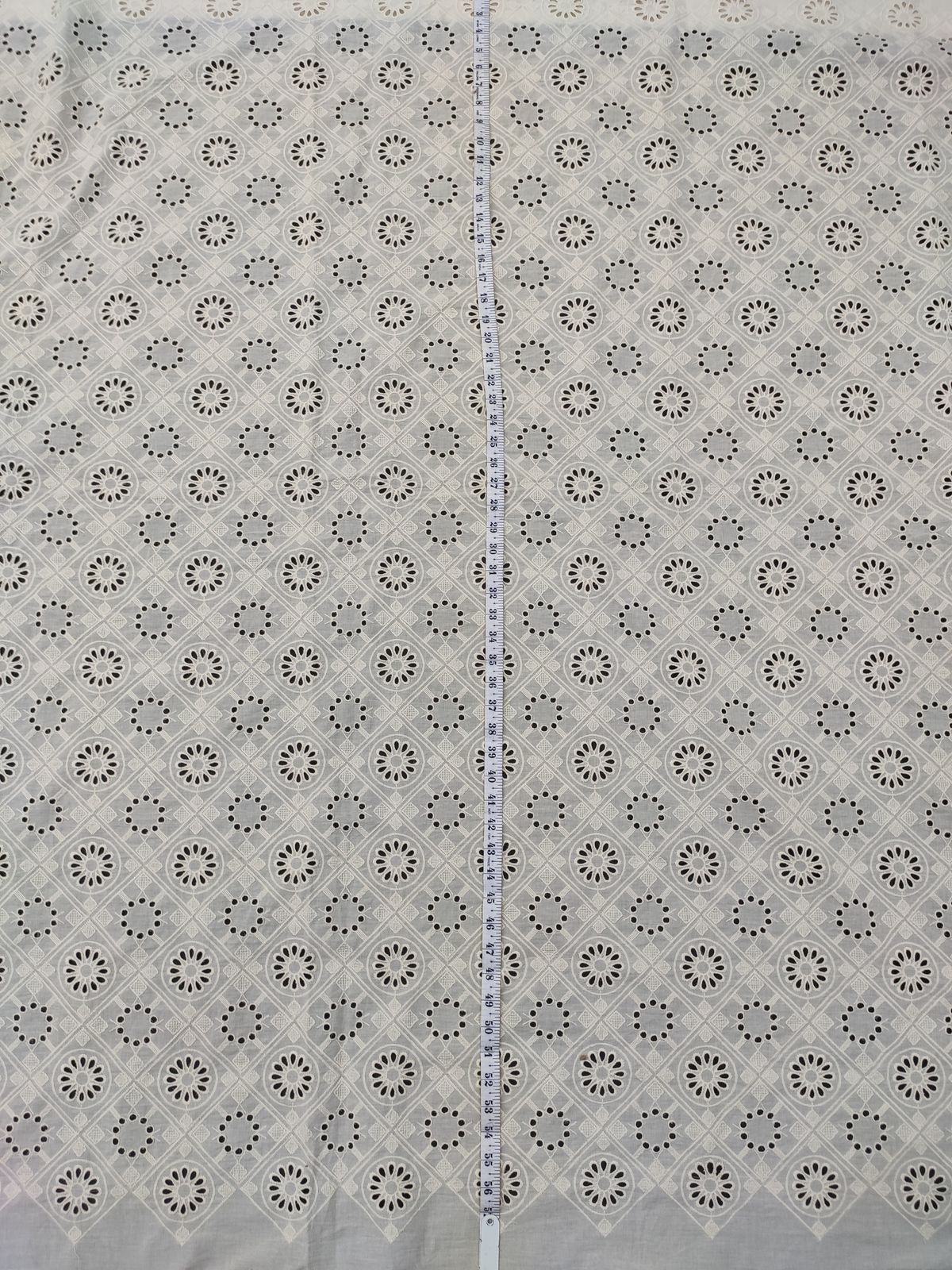 Greige Cotton Cambric Schiffli Embroidery Fabric | Charu Creation - Image 3
