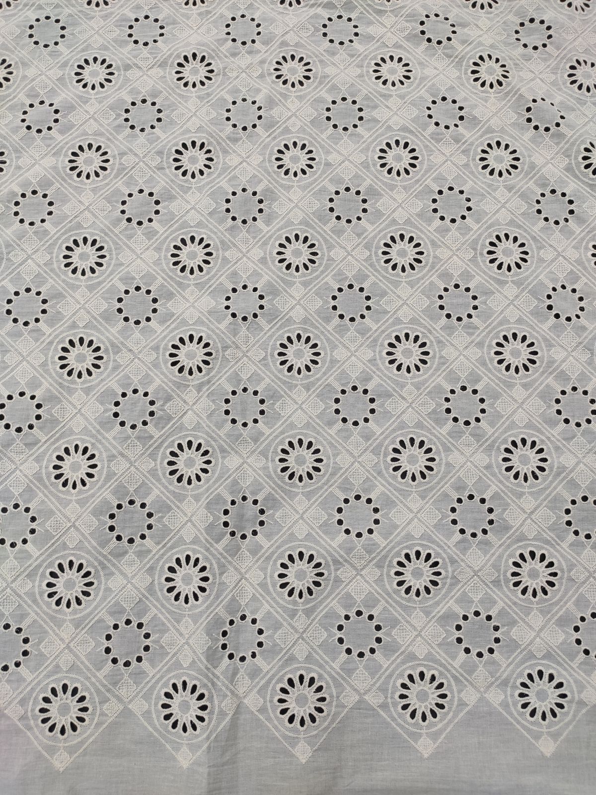 Greige Cotton Cambric Schiffli Embroidery Fabric | Charu Creation - Image 4
