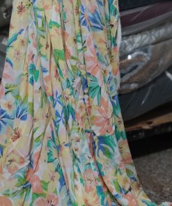 Vibrant Tropical Floral Print Rayon Crepe Fabric | Charu Creation