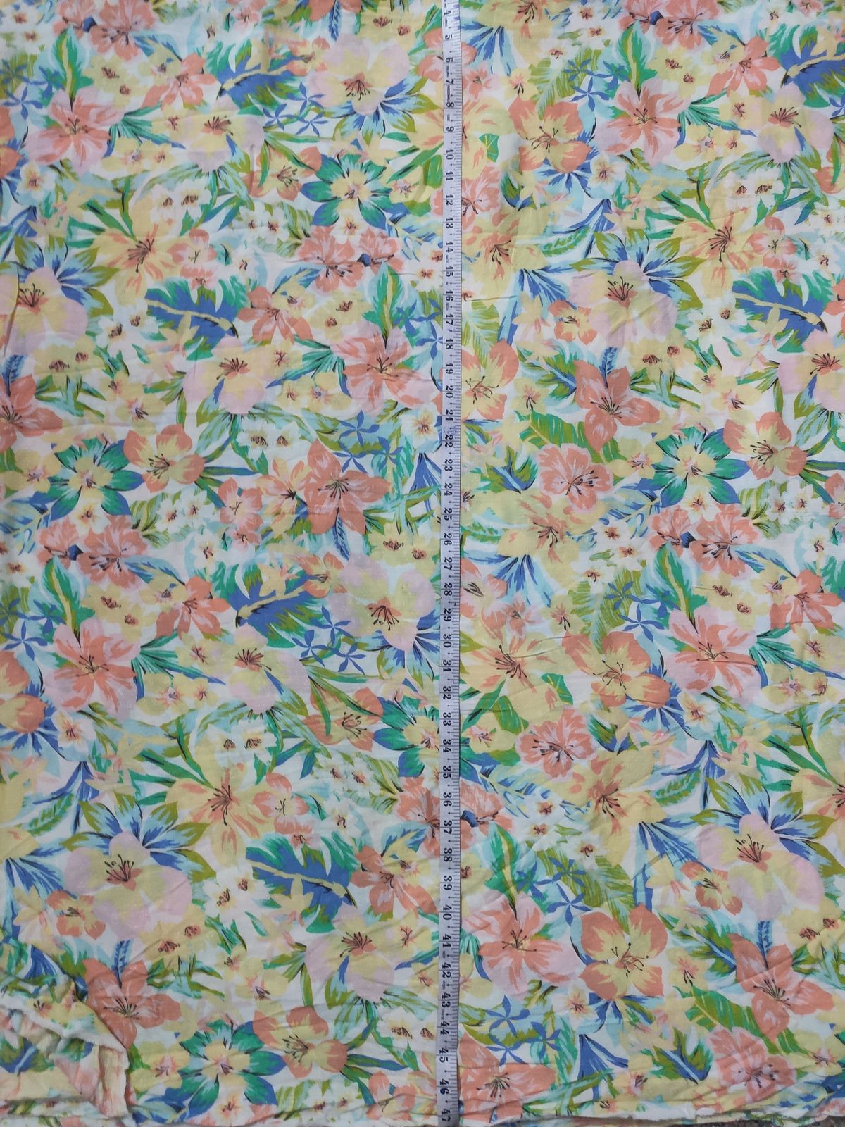 Vibrant Tropical Floral Print Rayon Crepe Fabric | Charu Creation - Image 2