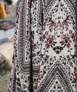 Off White Rayon Crepe with Abstract Floral Print | Charu Creation