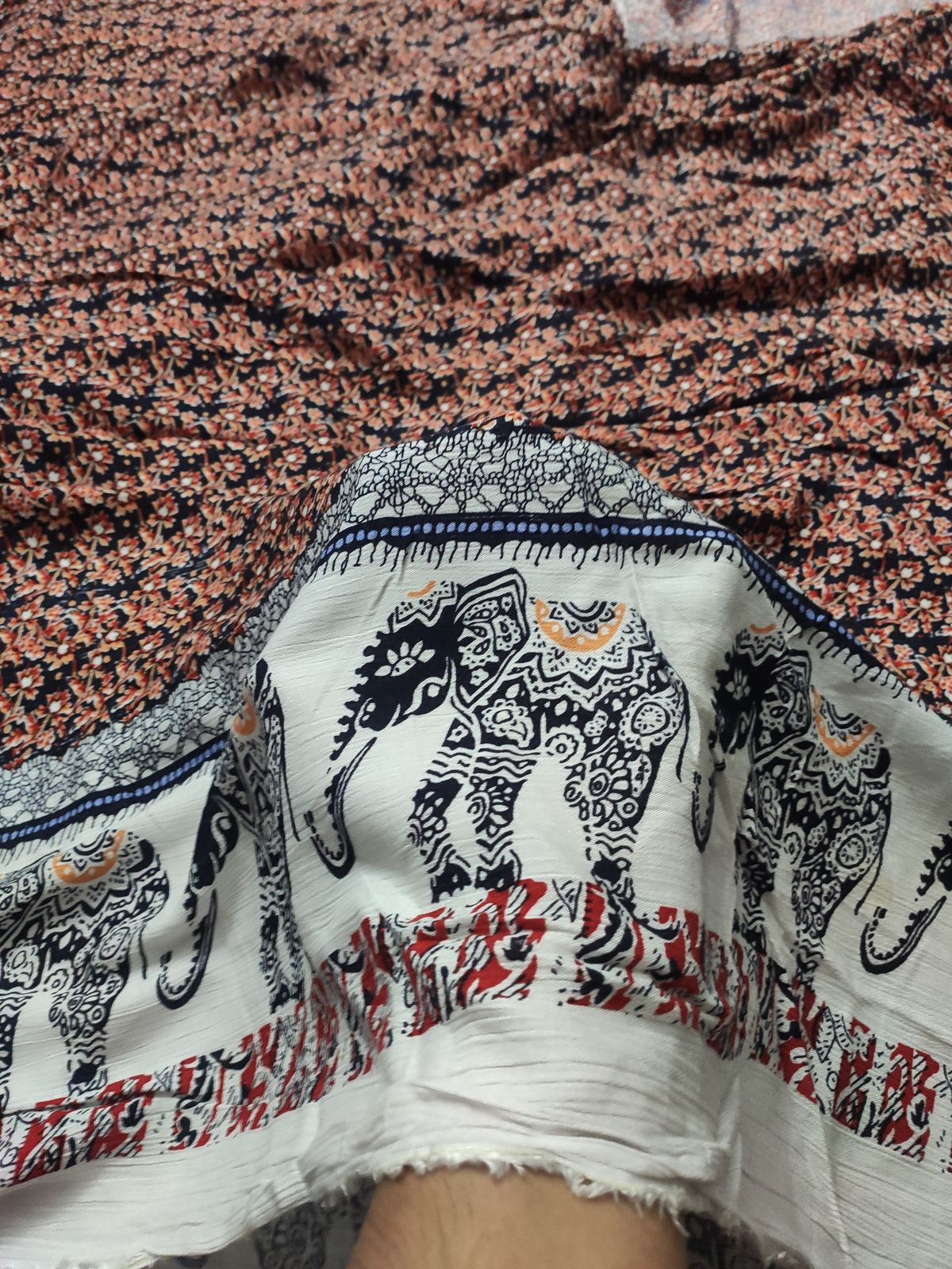 Black Rayon Crepe Fabric with Elephant Border Print | Charu Creation - Image 4