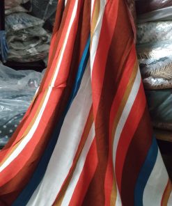Multicolor Striped Printed Rayon Crepe Fabric | Charu Creation