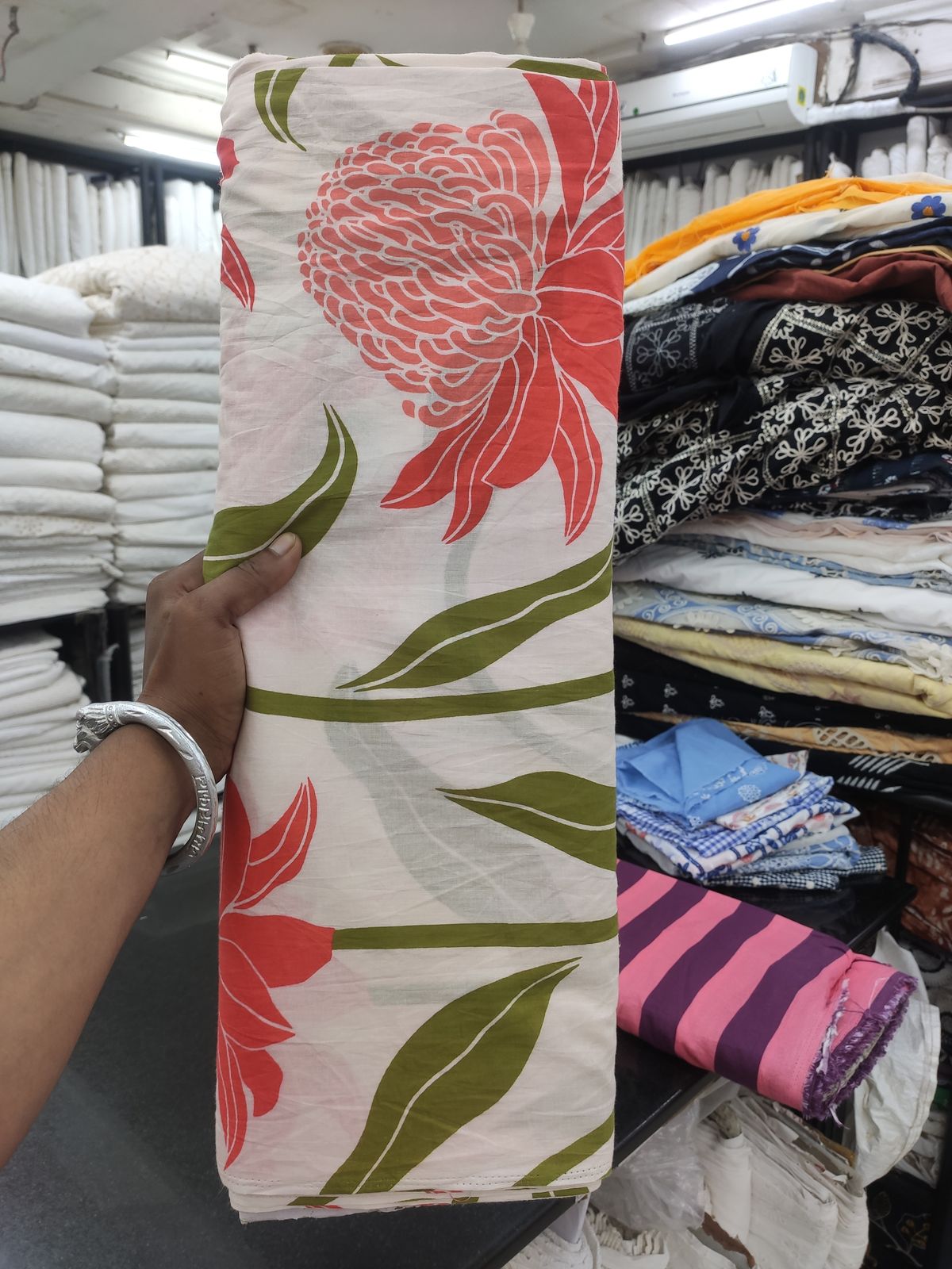 Large Floral Print Cotton Cambric Fabric | Charu Creation - Image 2