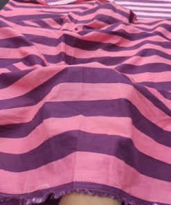 Pink & Purple Striped Cotton Cambric Print Fabric | Charu Creation