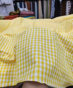 Yellow & White Cotton Yarn Dyed Check Fabric | Charu Creation