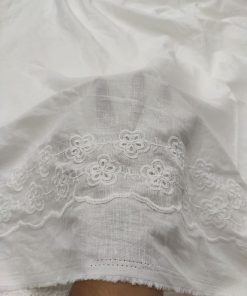 Off White Cotton Linen with Floral Embroidered Border | Charu Creation