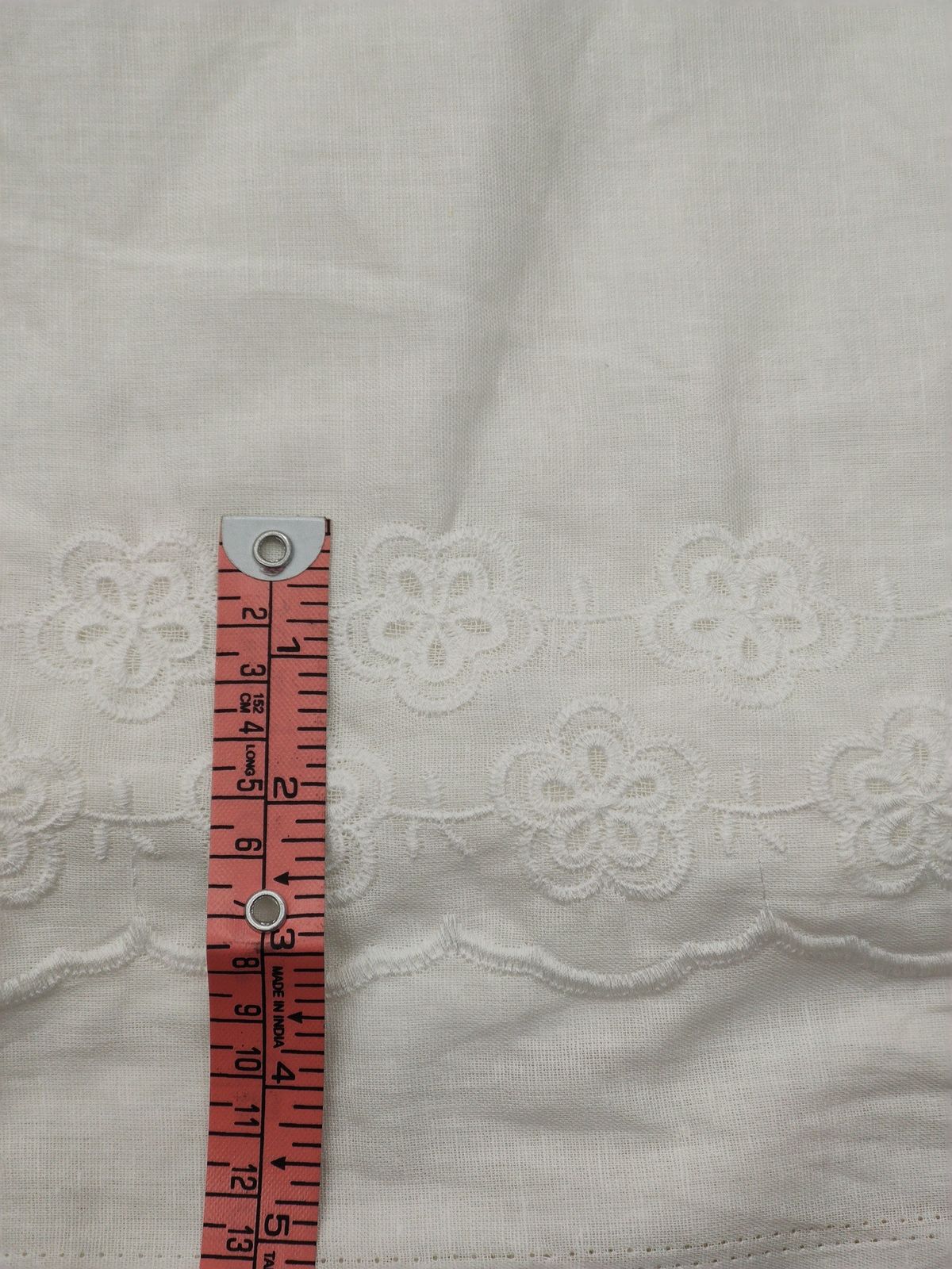 Off White Cotton Linen with Floral Embroidered Border | Charu Creation - Image 3