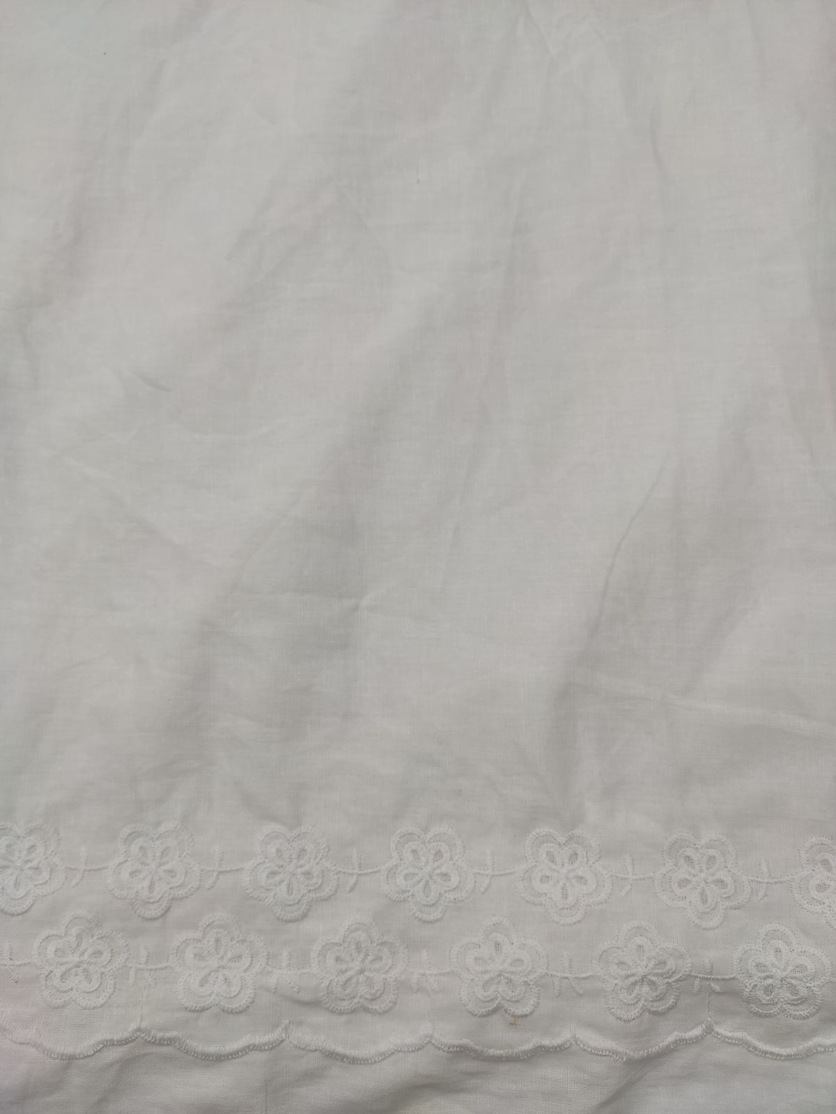 Off White Cotton Linen with Floral Embroidered Border | Charu Creation - Image 4