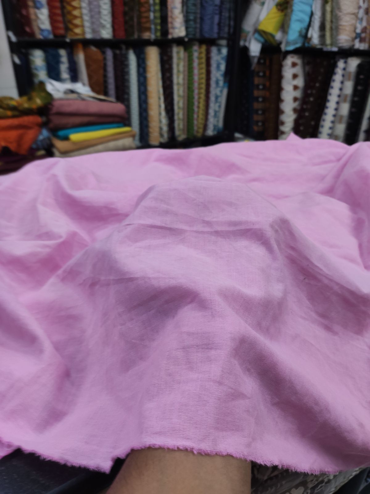 Solid Lilac Lightweight Cotton Chambray Fabric | Charu Creation