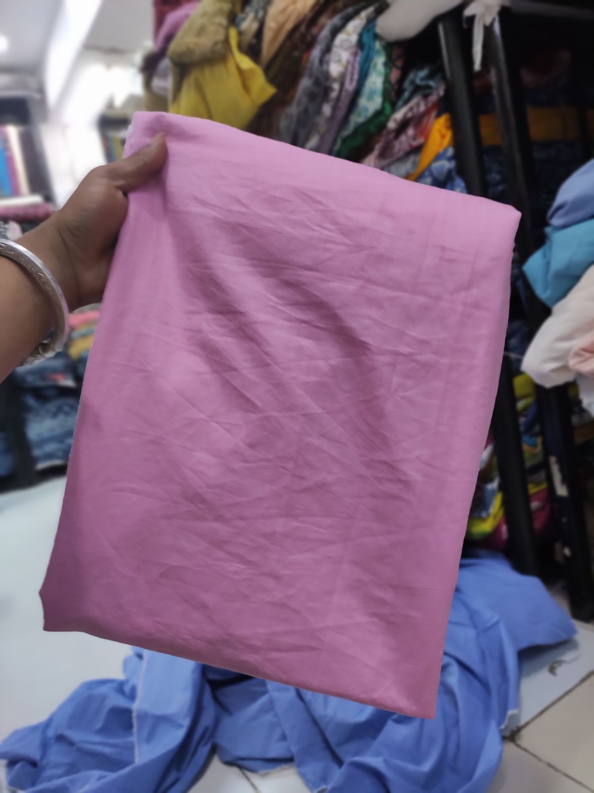 Solid Lilac Lightweight Cotton Chambray Fabric | Charu Creation - Image 2