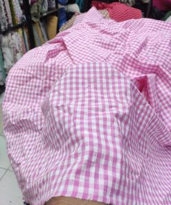 Pink and White Cotton Yarn Dyed Gingham Check Fabric | Charu Creation