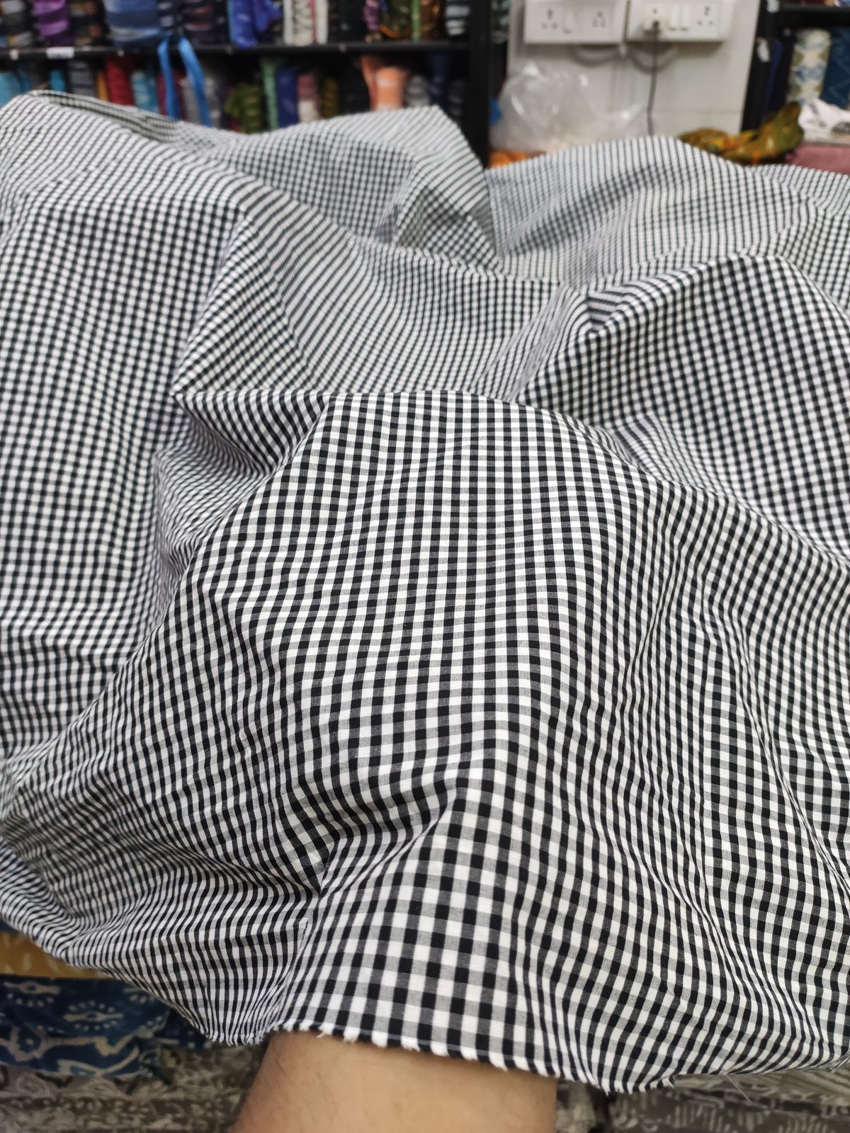 Black & White Cotton Yarn Dyed Gingham Fabric | Charu Creation