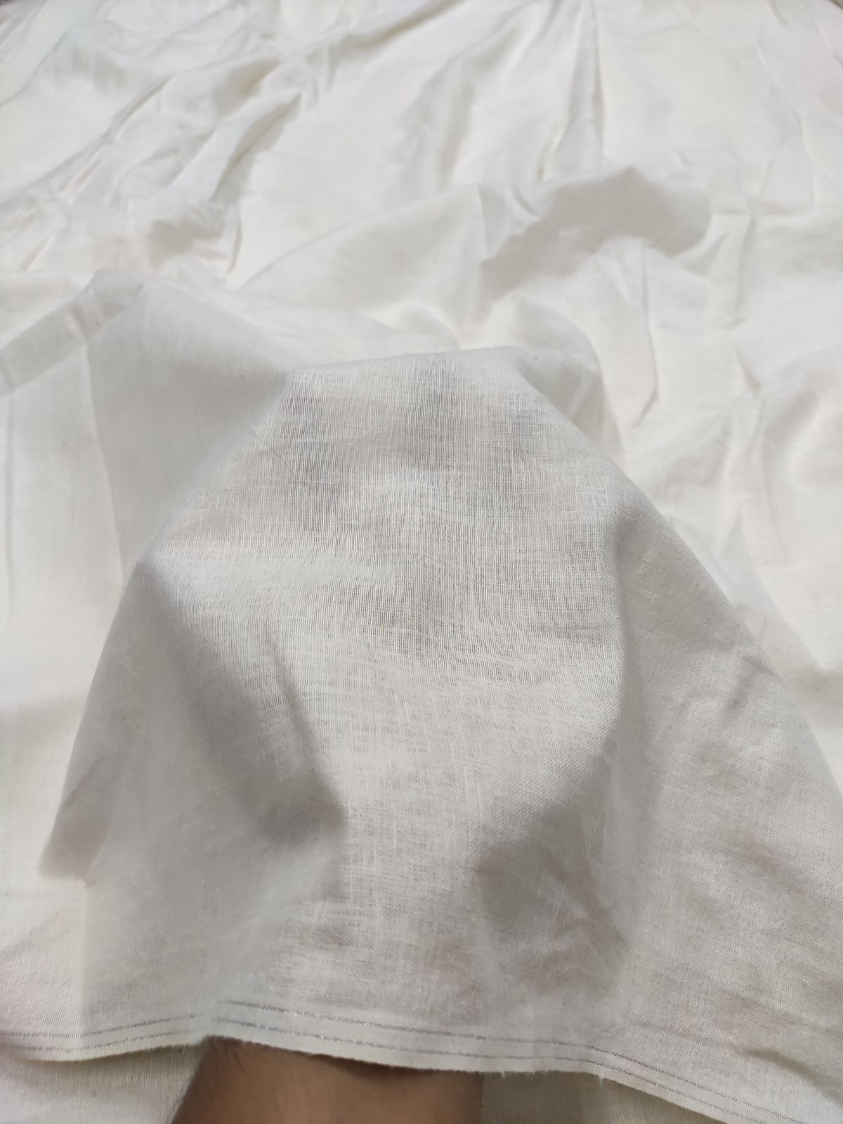 Off White Solid Plain Cotton Linen Fabric | Charu Creation