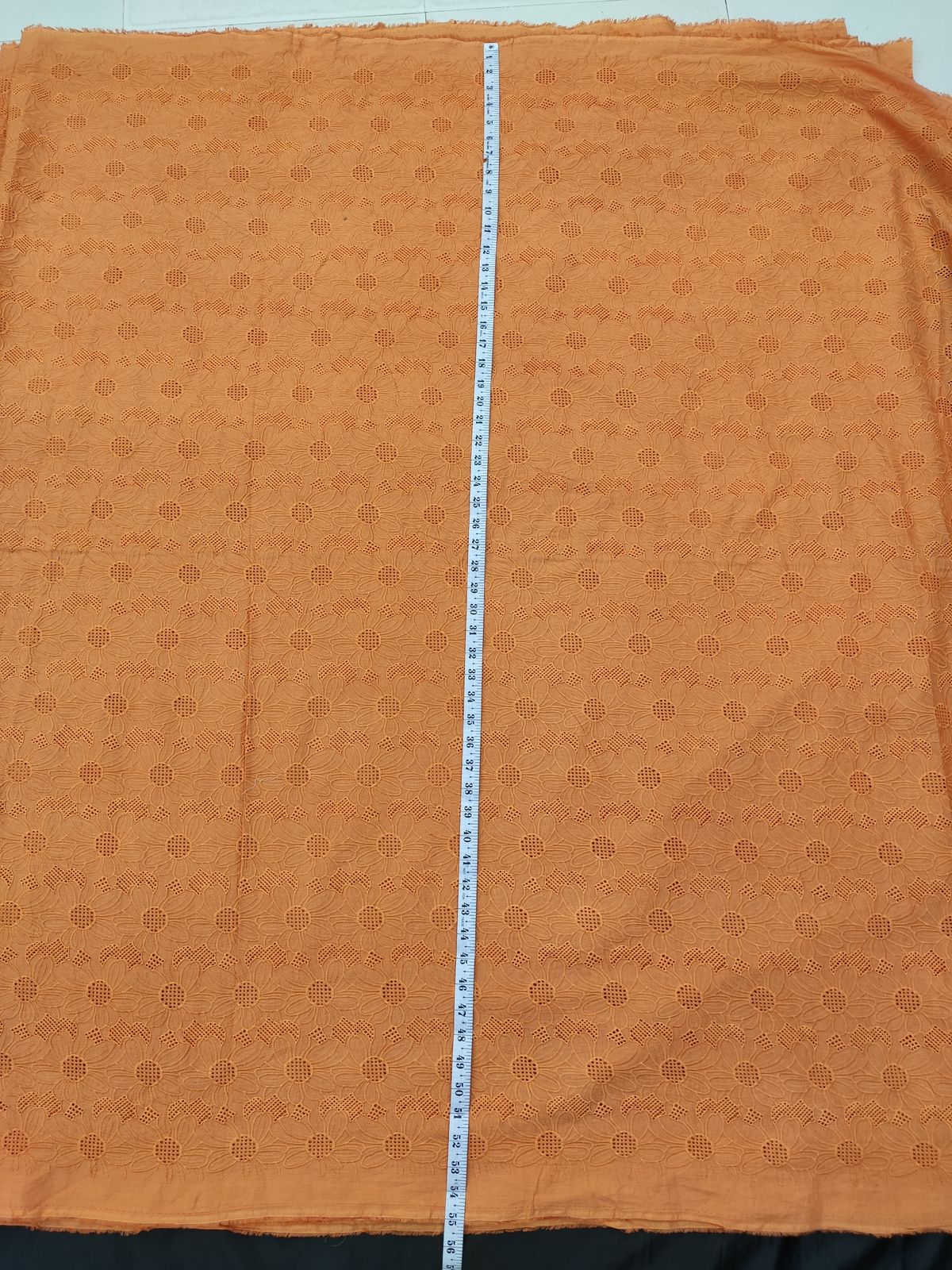 Orange Cotton Cambric Floral Embroidery Fabric | Charu Creation - Image 4